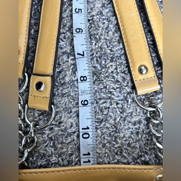 Kelly & Katie Faux Patent Leather Shoulder Purse in Muted Yellow Gold - Picture 8 of 10